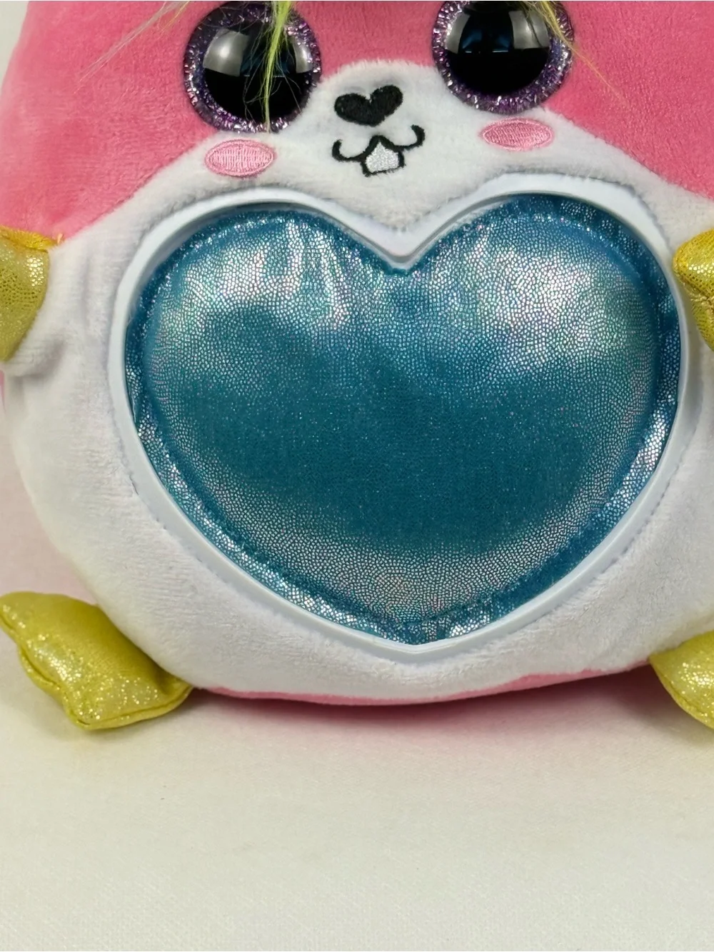 ZURU Rainbocorns Pink Unicorn Plush 8” Rainbow Hair Blue Heart Stuffed Toy